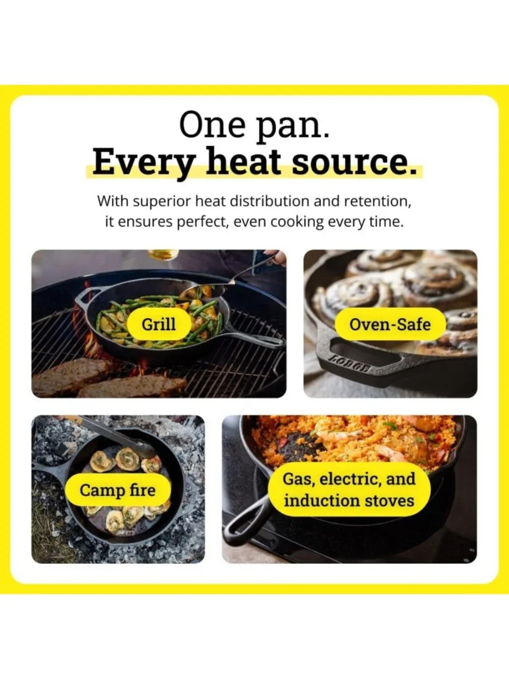 Pre-Seasoned Cast Iron Skillet Set - 8